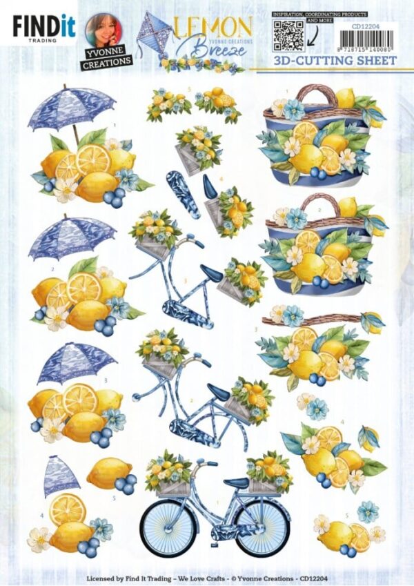3D Cutting Sheets - Yvonne Creations - Lemon Breeze - Lemon Bike CD12204