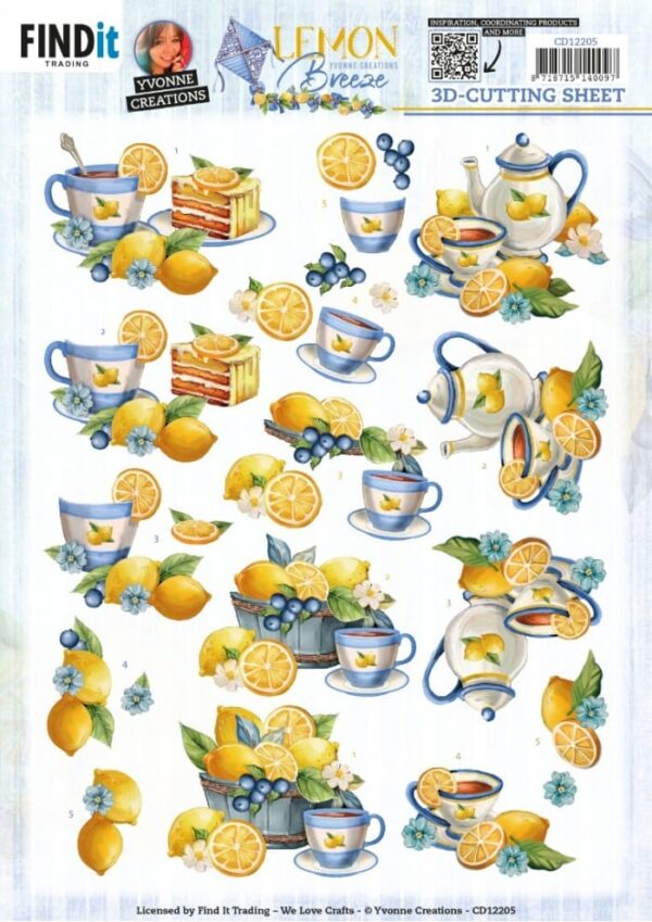 3D Cutting Sheets - Yvonne Creations - Lemon Breeze - Lemon Tea CD12205