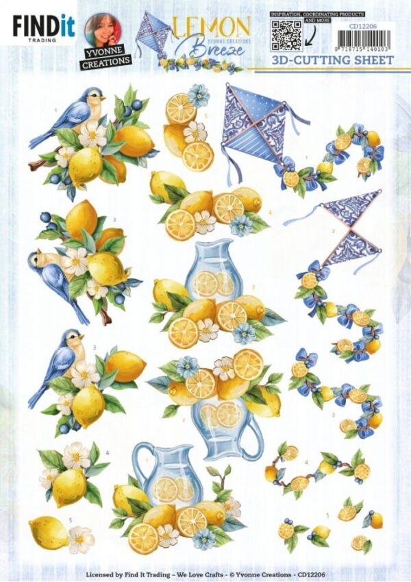 3D Cutting Sheets - Yvonne Creations - Lemon Breeze - Lemon Bird CD12206