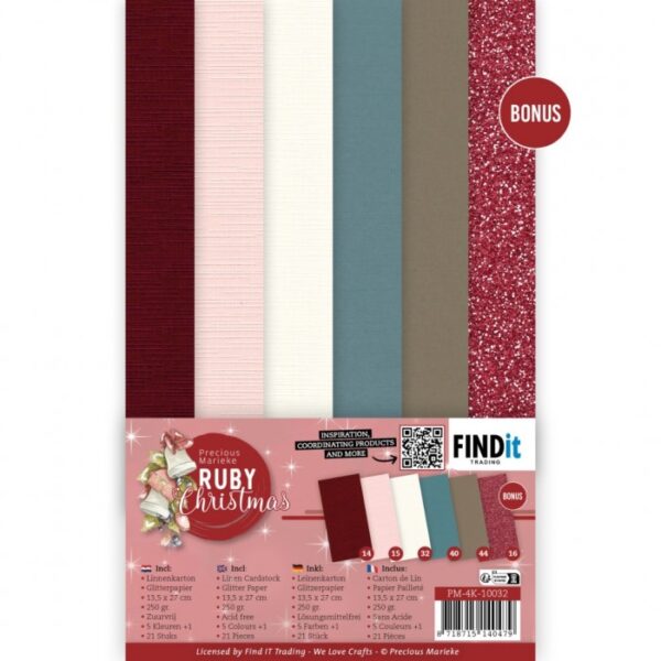 Linnen karton pakket Ruby Christmas - A4 PM-4K-10032