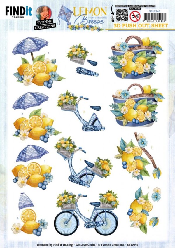 3D Push Out - Yvonne Creations - Lemon Breeze - Lemon Bike SB10946
