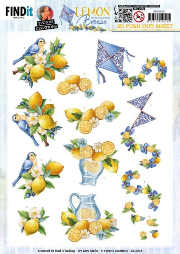 3D Push Out - Yvonne Creations - Lemon Breeze - Lemon Bird SB10948