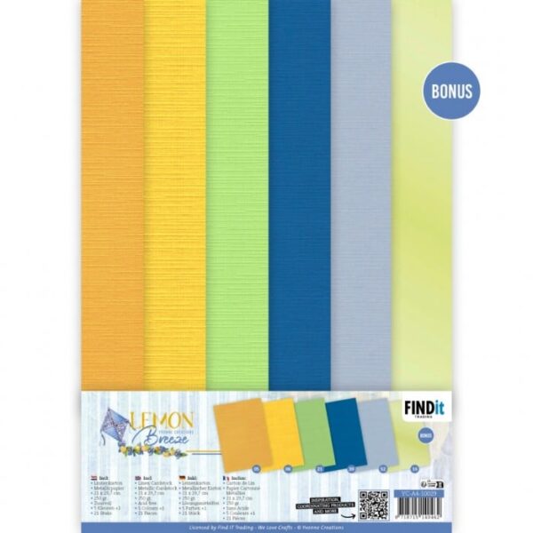 Linen Cardstock Pack - Yvonne Creations - Lemon Breeze - A4 YC-A4-10029