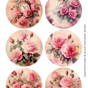 Push-Out Scenery - Berries Beauties - Pink Roses - Round BBSC10047