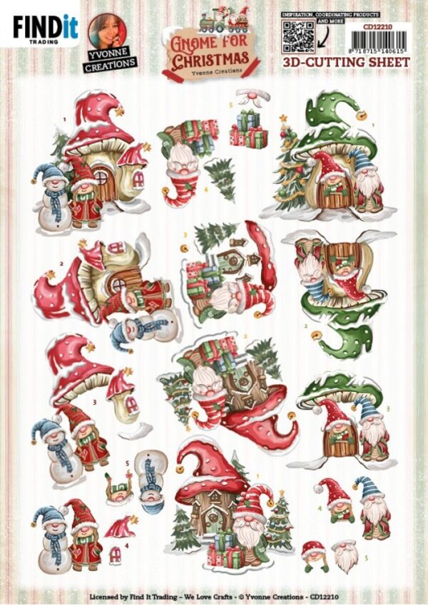 3D Cutting Sheets - Yvonne Creations - Gnome for Christmas - Gnome Houes CD12210