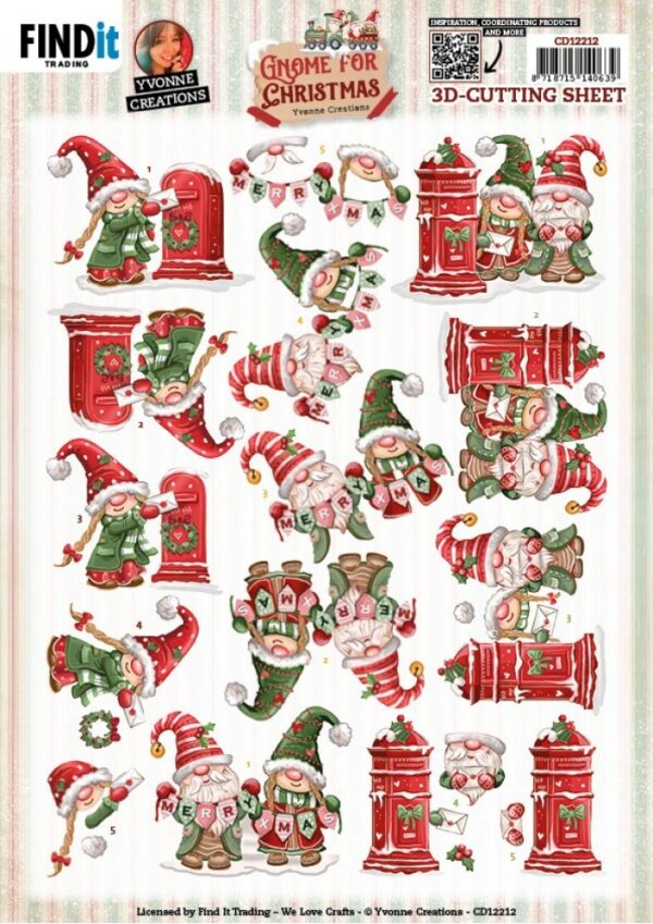 3D Cutting Sheets - Yvonne Creations - Gnome for Christmas - Gnome Letter CD12212