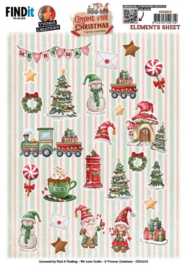 Cutting Sheets - Yvonne Creations - Gnome for Christmas - Small Elements CD12214