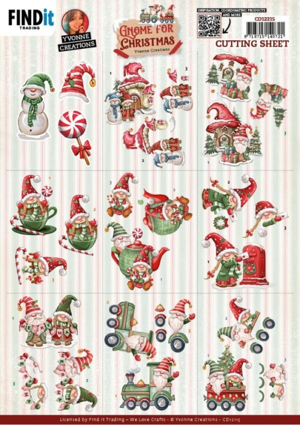 Cutting Sheets - Yvonne Creations - Gnome for Christmas - Mini CD12215