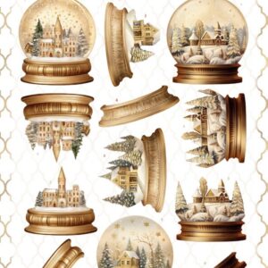 3D Cutting Sheets - Berries Beauties - Glowing Christmas - Snow Globe CD12217
