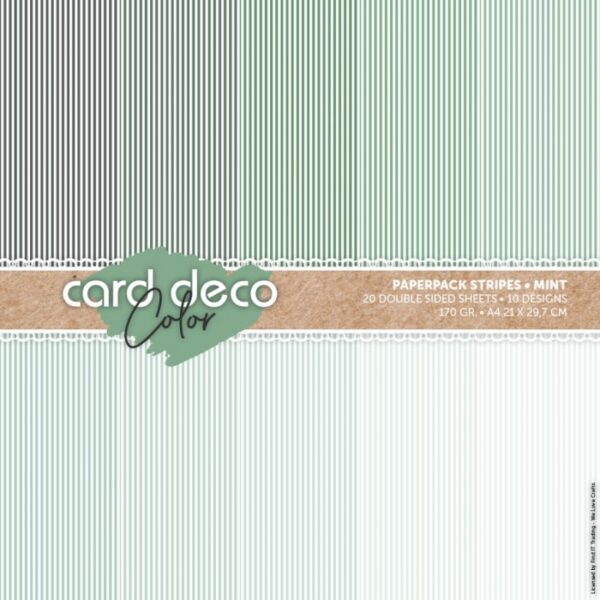 Card Deco Color Paperpack – Strepen – Mint - A4 CDCPPA413001