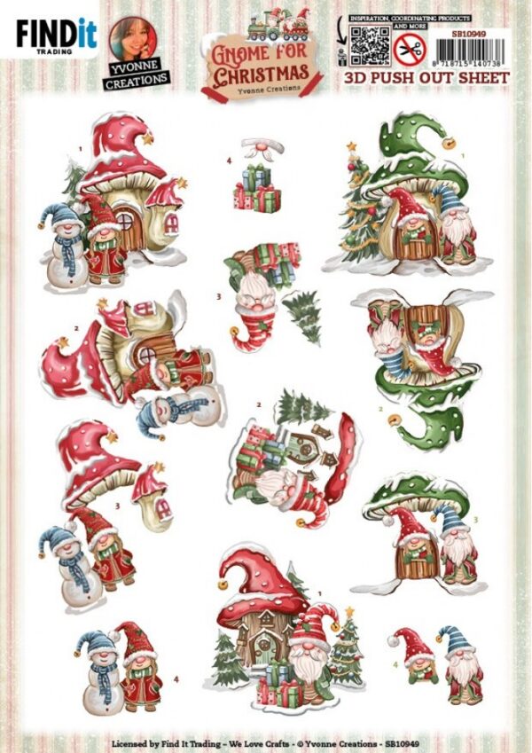 3D Push Out - Yvonne Creations - Gnome for Christmas - Gnome HousesSB10949