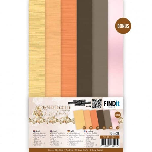Linen Cardstock Pack - Amy Design - Frosted Gold Christmas - 4K AD-4K-10031