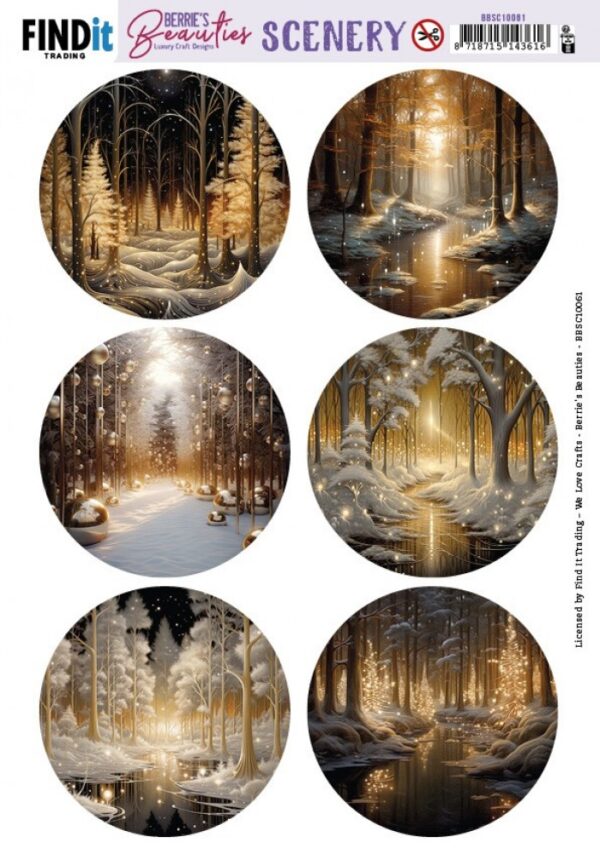 Scenery Push out - Berries Beauties - Frosted Gold Christmas 1 - Round BBSC10061