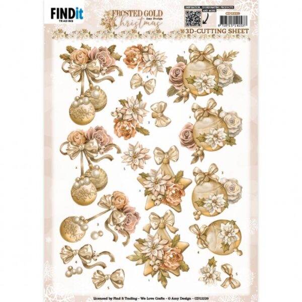 3D Cutting Sheets - Amy Design - Frosted Gold Christmas - Christmas Baubles CD12229