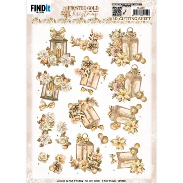 3D Cutting Sheets - Amy Design - Frosted Gold Christmas - Lantern CD12231
