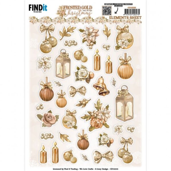 Cutting Sheets - Amy Design - Frosted Gold Christmas - Small Elements CD12233
