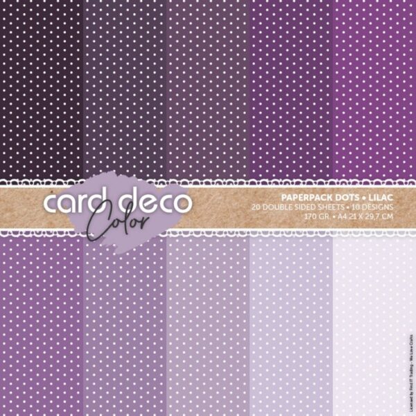 Card Deco Color Paperpack - Dots - Lilac - A4 CDCPPA414003