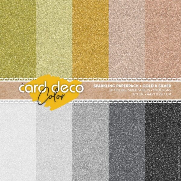 Card Deco Color - Sparkles Paperpack – Gold and Silver CDCSPPA410002