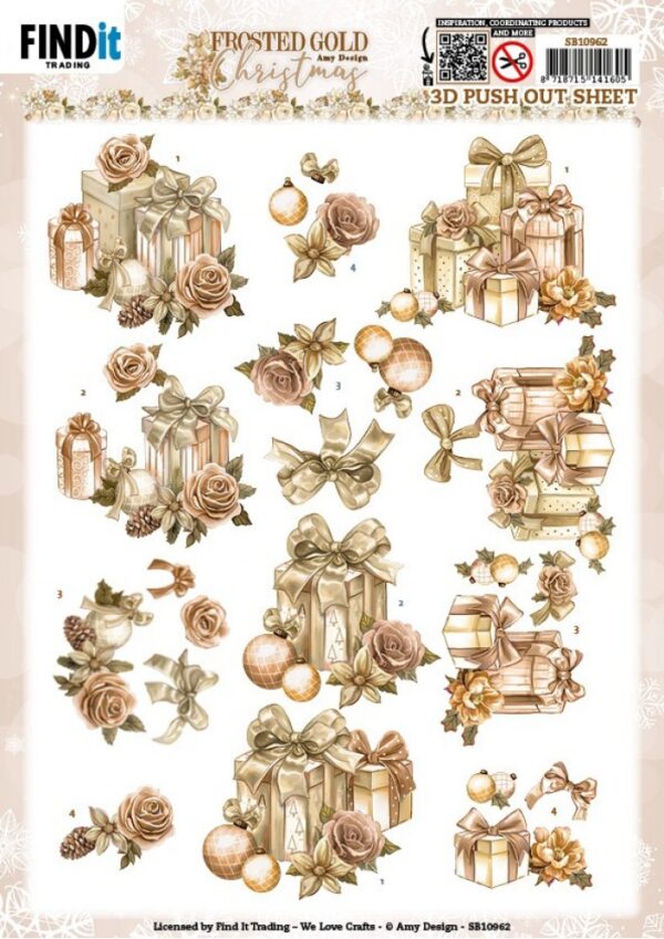3D Push Out - Amy Design - Frosted Gold Christmas - Presents SB10962