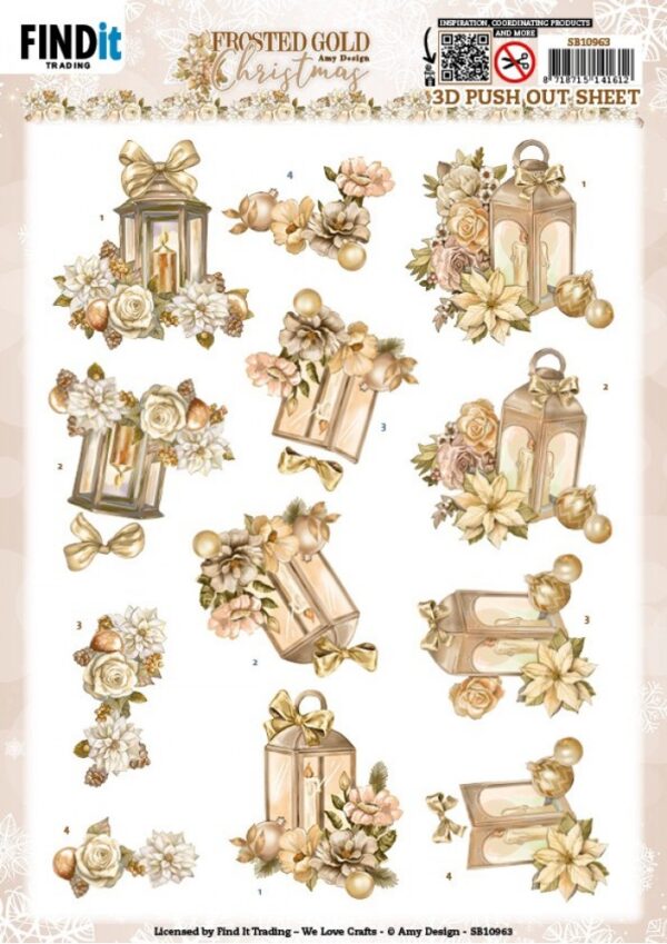 3D Push Out - Amy Design - Frosted Gold Christmas - Lantern SB10963