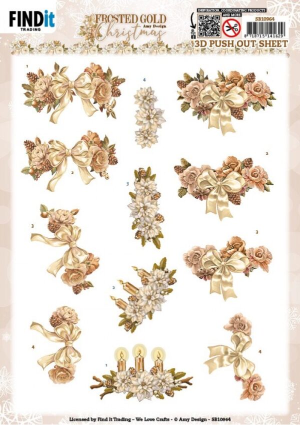 3D Push Out - Amy Design - Frosted Gold Christmas - Christmas Piece SB10964