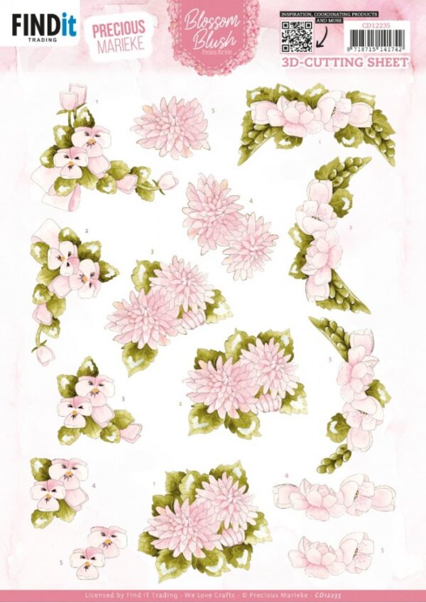 3D Cutting Sheets - Precious Marieke - Blossom Blush - Light Pink CD12235