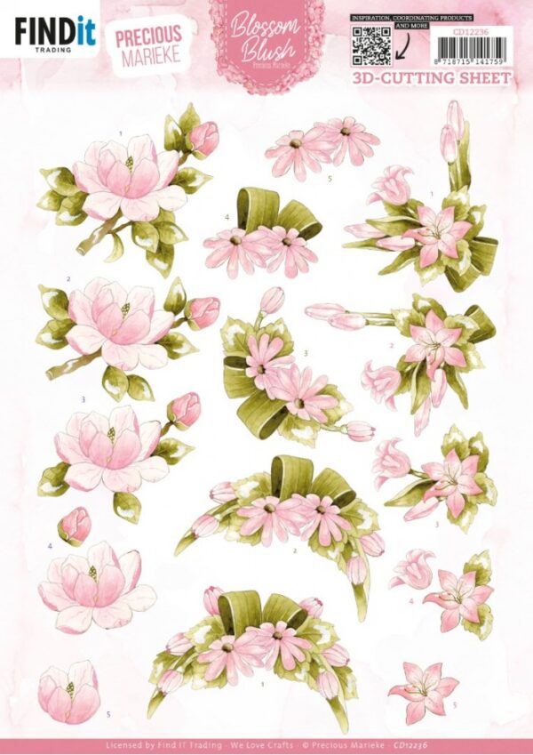 3D Cutting Sheets - Precious Marieke - Blossom Blush - Pink CD12236