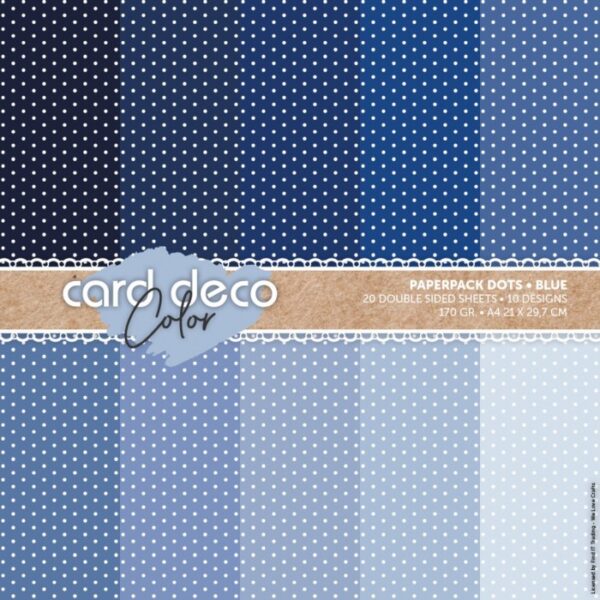 Card Deco Color Paperpack - Dots - Blue - A4 CDCPPA414004