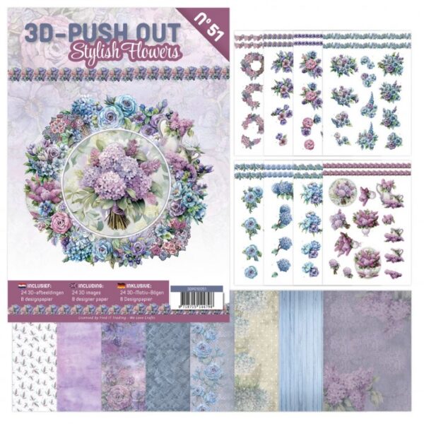3D Push-Out Book 51 - Stylish Flowers 3DPO10051