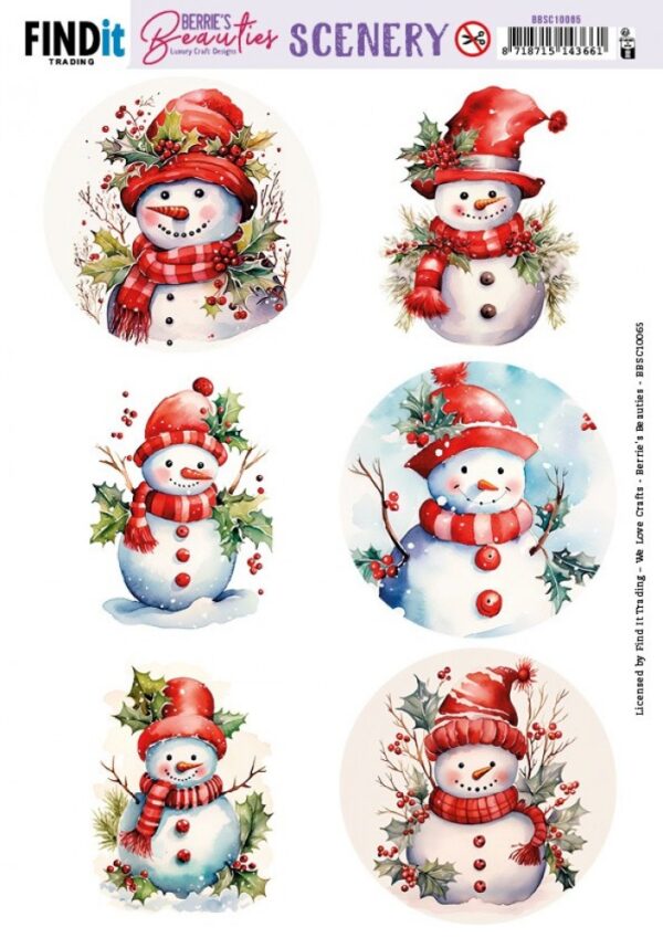 Scenery Push out - Berries Beauties - Snowmen - Round BBSC10065