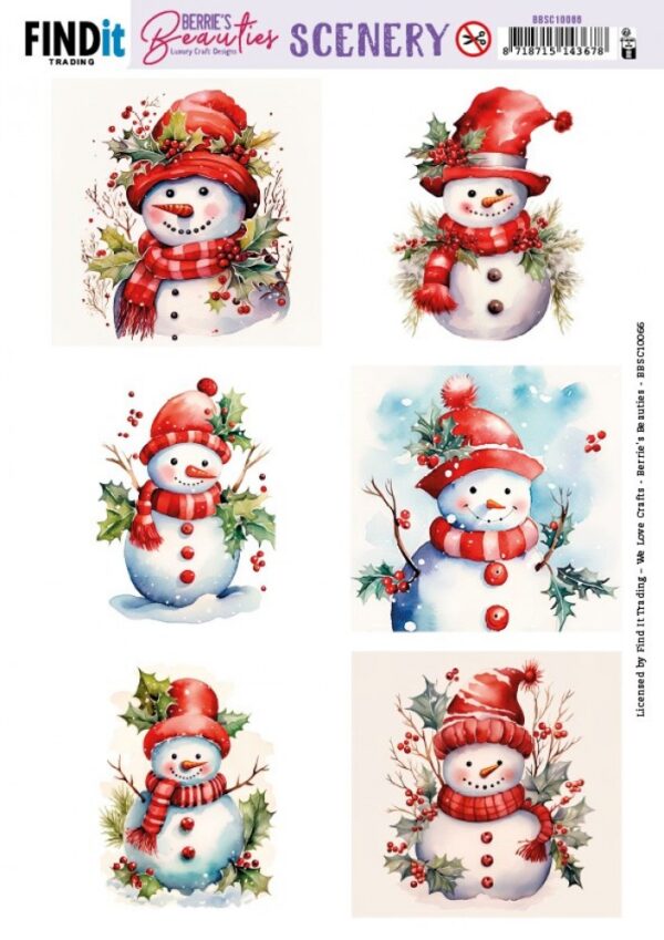Scenery Push out - Berries Beauties - Snowmen - SquareBBSC10066
