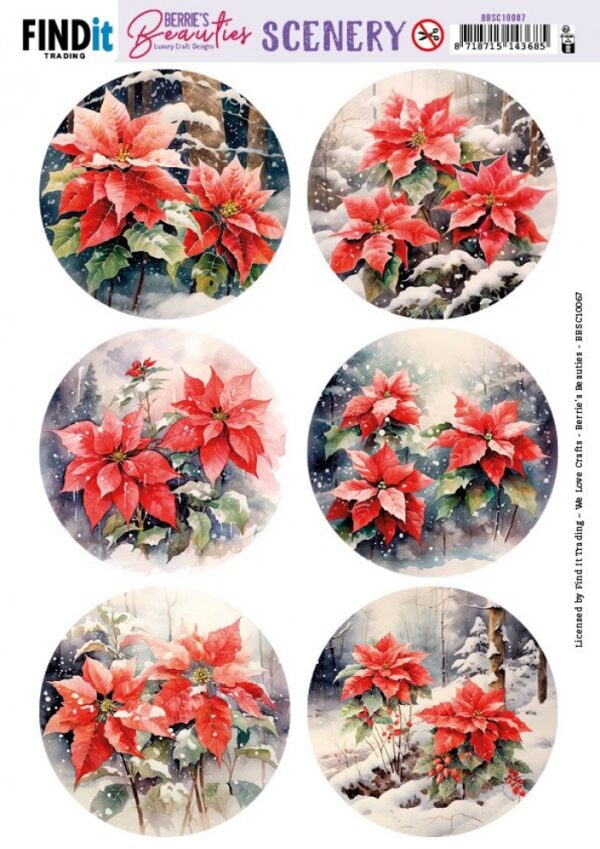 Scenery Push out - Berries Beauties - Poinsettia - Round BBSC10067