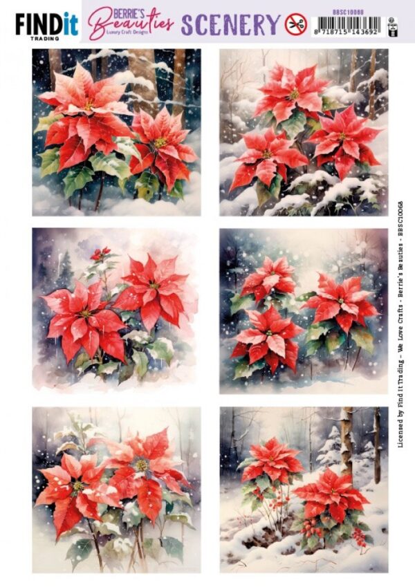 Scenery Push out - Berries Beauties - Poinsettia - Square BBSC10068