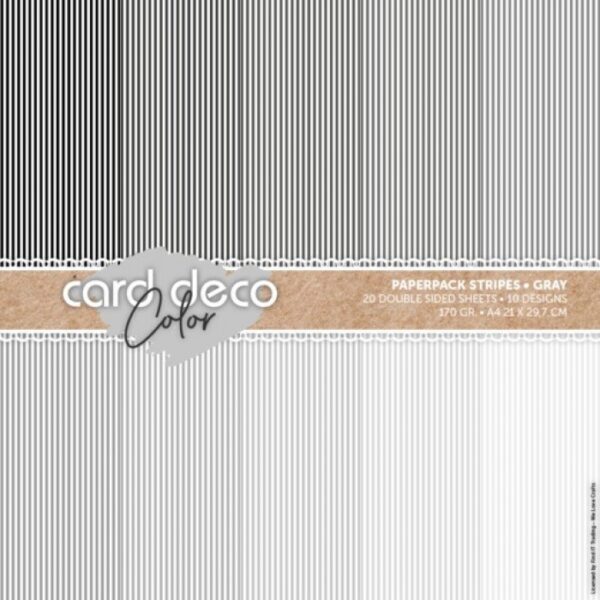Card Deco Color Paperpack - Stripes - Gray - A4 CDCPPA413005