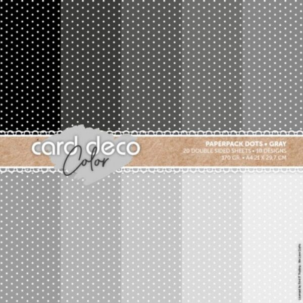 Card Deco Color Paperpack - Dots - Gray - A4 CDCPPA414005