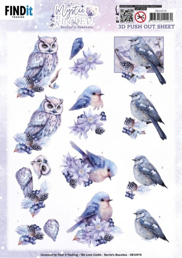 3D Push Out - Berries Beauties - Mystic Winter - Mystic Birds SB10978