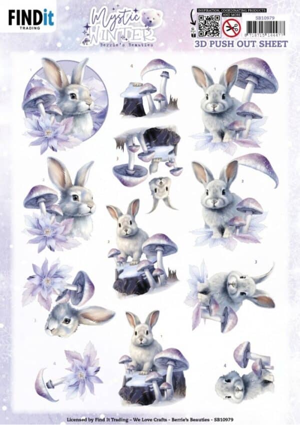 3D Push Out - Berries Beauties - Mystic Winter - Mystic Rabbits SB10979