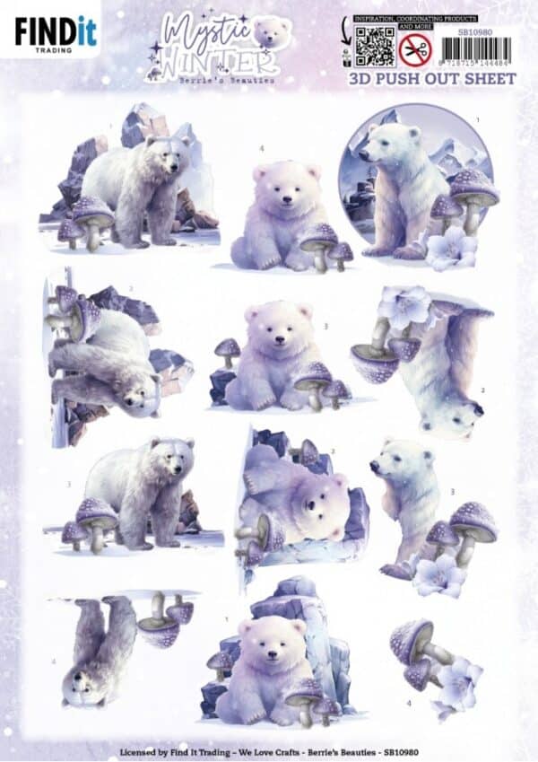 3D Push Out - Berries Beauties - Mystic Winter - Mystic Polar Bears SB10980
