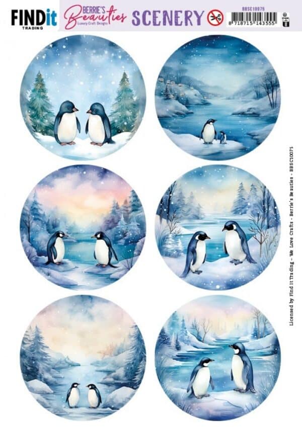 Scenery Push out - Berries Beauties - Penguin - Round BBSC10075