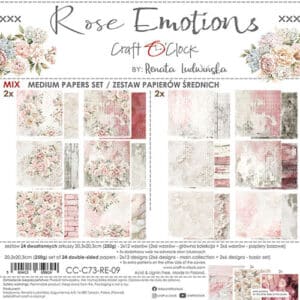 Craft O Clock Set of Mix Papers 20x20 cm Rose Emotions CC-C73-RE-09