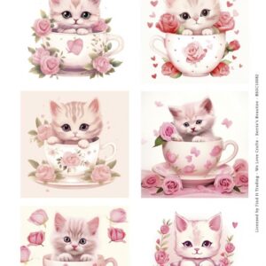 Scenery Push out - Berries Beauties - Kitten in Cup -Square BBSC10082