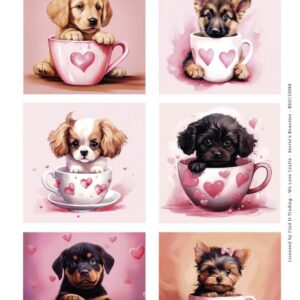 Scenery Push out - Berries Beauties - Puppy in Cup -Square BBSC10084