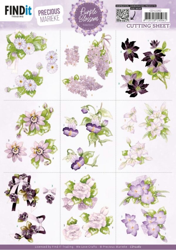 Cutting Sheet - Precious Marieke - Purple Blossom - Mini CD12282