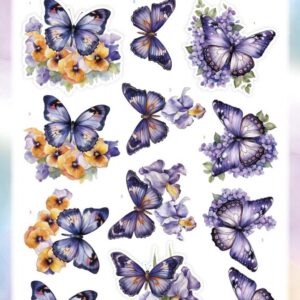 3D Push out Sheet - Berries Beauties - Flutter Flair - Purple Flutters SB10997