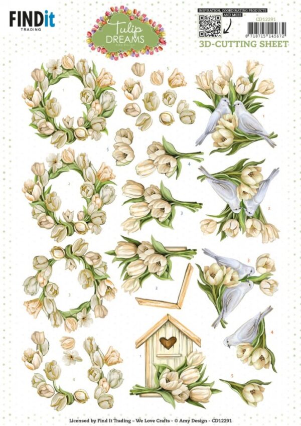 3D Cutting Sheet - Amy Design - Tulip Dreams - Romantic Tulips CD12291