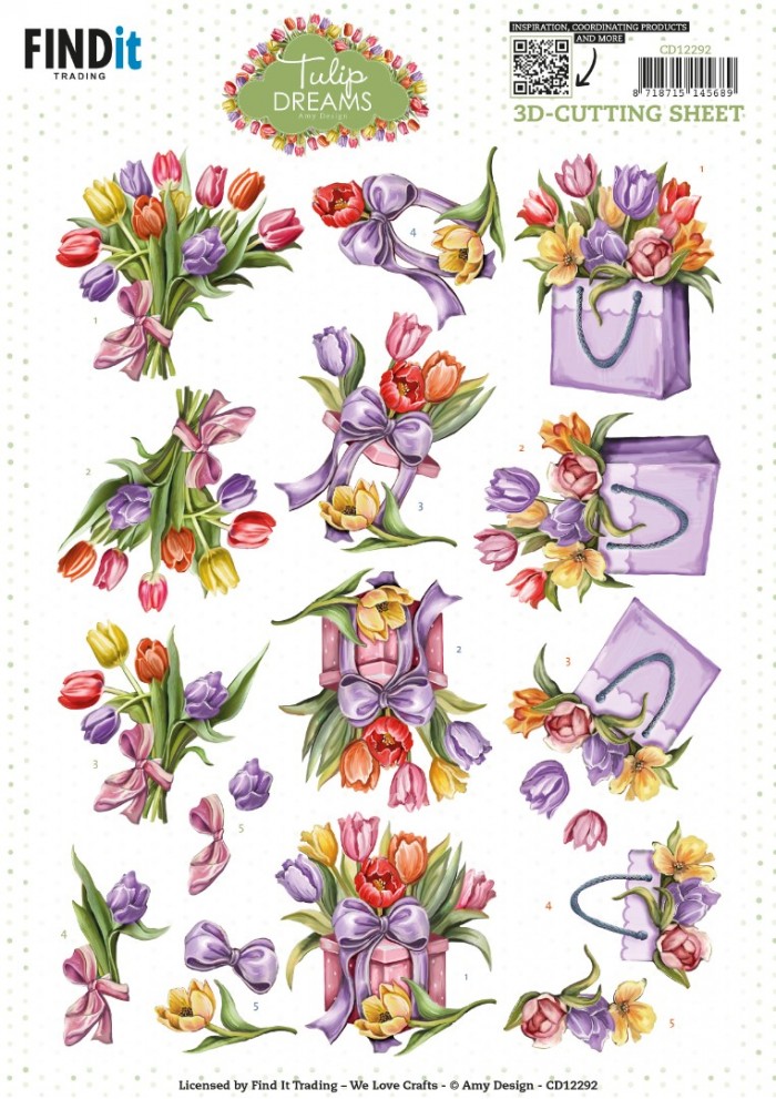 3D Cutting Sheet - Amy Design - Tulip Dreams - Colorful Tulips CD12292