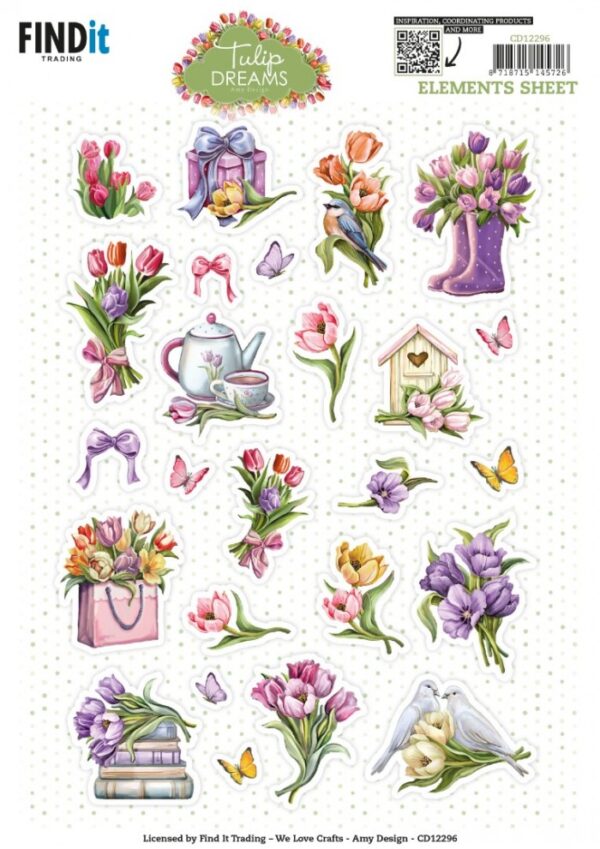 Cutting Sheet - Amy Design - Tulip Dreams - Small Elements CD12296