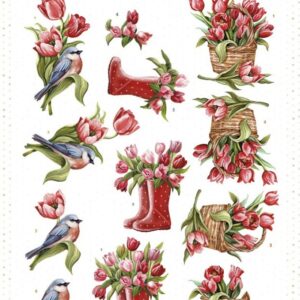 3D Push out Sheet - Amy Design - Tulip Dreams - Red Tulips SB10995