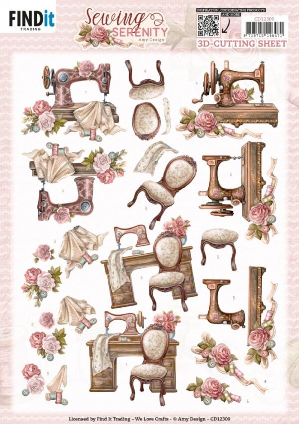 3D Cutting Sheet - Amy Design - Sewing Serenity - Sewing Machine CD12309