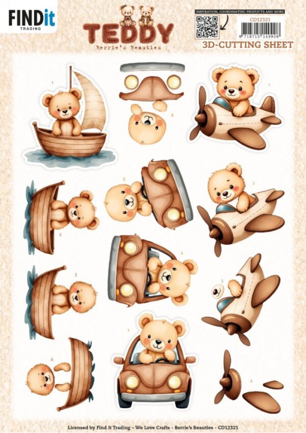 3D Cutting Sheet - Berries Beauties - Teddy - Transport CD12321